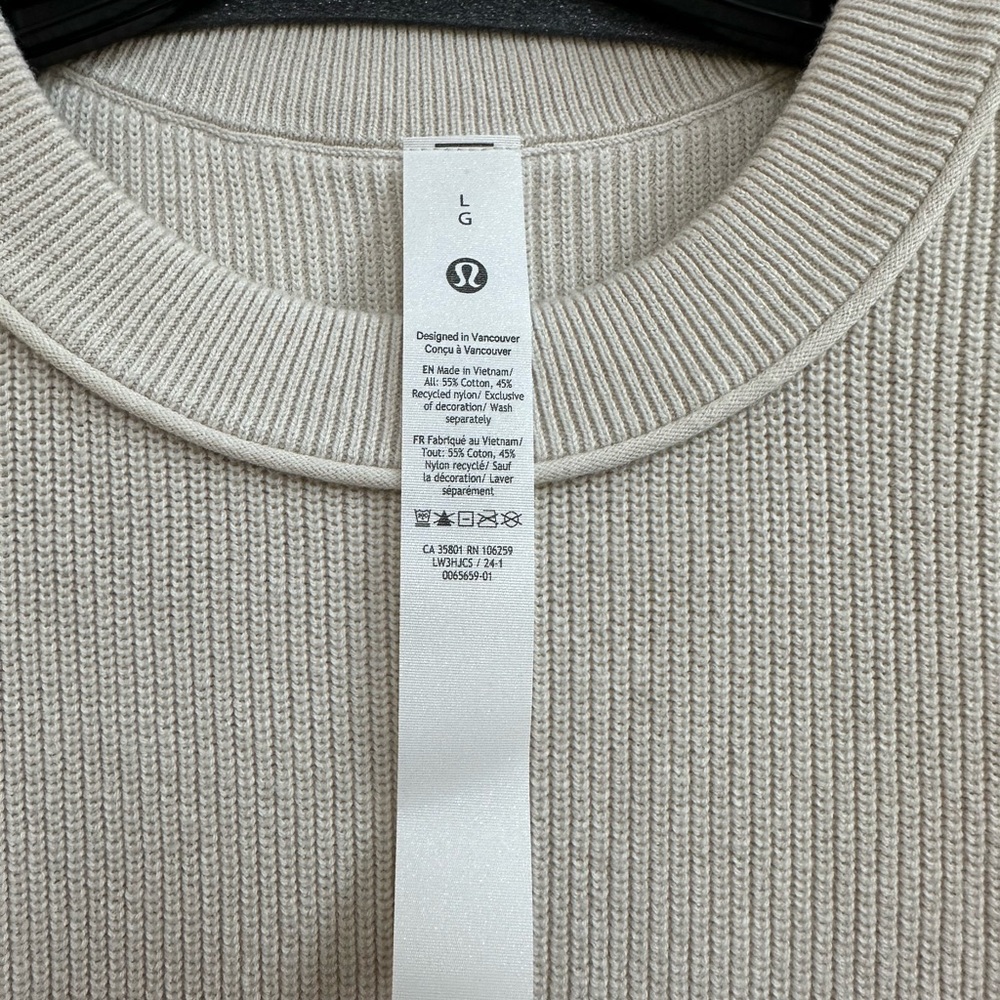 LuluLemon Take It All In Cotton-Blend Sweater in White Opal - Picture 9 of 10